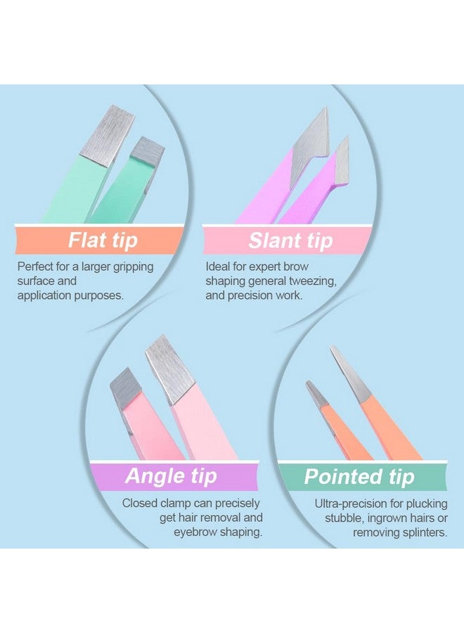 TsMADDTs Tweezers Set For Women Facial Hair Precision Tweezers Set With Travel Case Stainless Steel Tweezers For Eyebrows With Scissors Mirror - Image 3