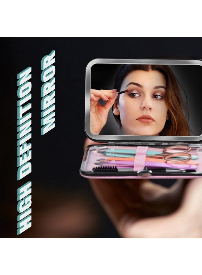 TsMADDTs Tweezers Set For Women Facial Hair Precision Tweezers Set With Travel Case Stainless Steel Tweezers For Eyebrows With Scissors Mirror - Image 4