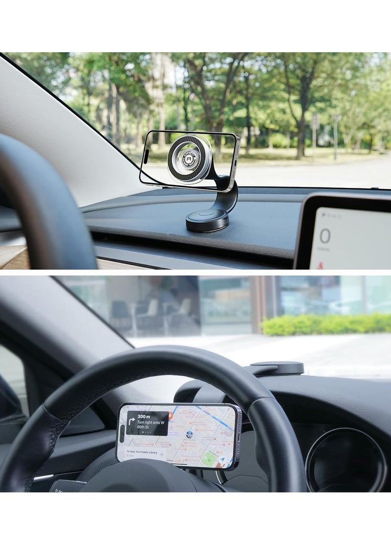 Excefore - Car Mount For Magsafe, 360 Rotatable Dashboard Magnetic Phone Holder for Car Strong Magnets, Bendable Memory Alloy for Cell Phone Dashboard Windshield Phone Holder Mount for iPhone Android - Image 1