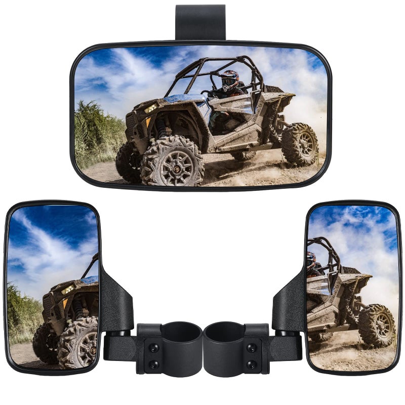 OFIG UTV Side Mirrors And UTV Center Mirror for 16 to 2 Roll Bar Adjustable Break Away Compatible with Polaris RZR 900 1000 Can Am Mule Rhino Yamaha YXZ CFMOTO Zforce - Image 3
