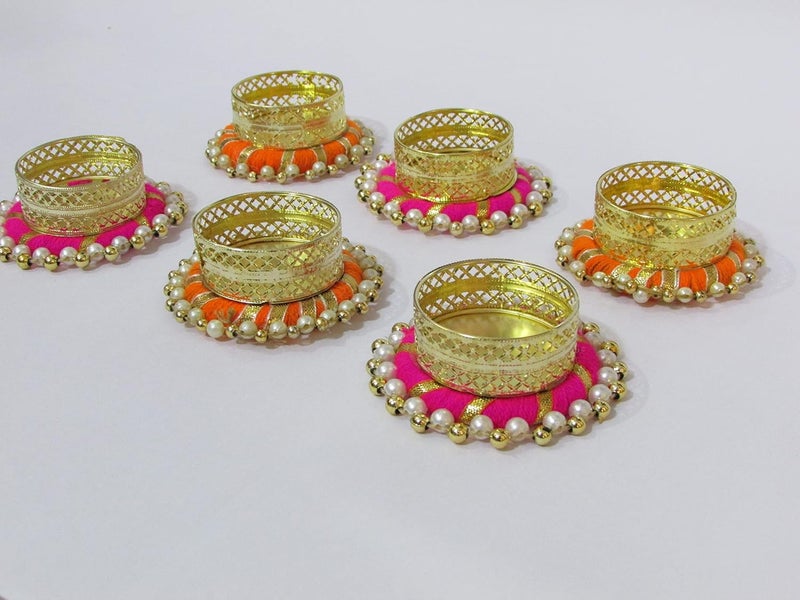 thriftkart Golden Tealight Candles Holder Set for Diwali Decorations for Home Diwali Festival Gifts Pack of 6 - Image 5