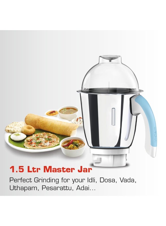 فيديم Vidiem Eva Super Blu 750W Mixer Grinder with 4 Jars | 4 Jar in- 1 Juicer | 750W mixer Grinder | 2 Years Product Warranty & 5 Years Motor Warranty | Blue & White | - Image 4