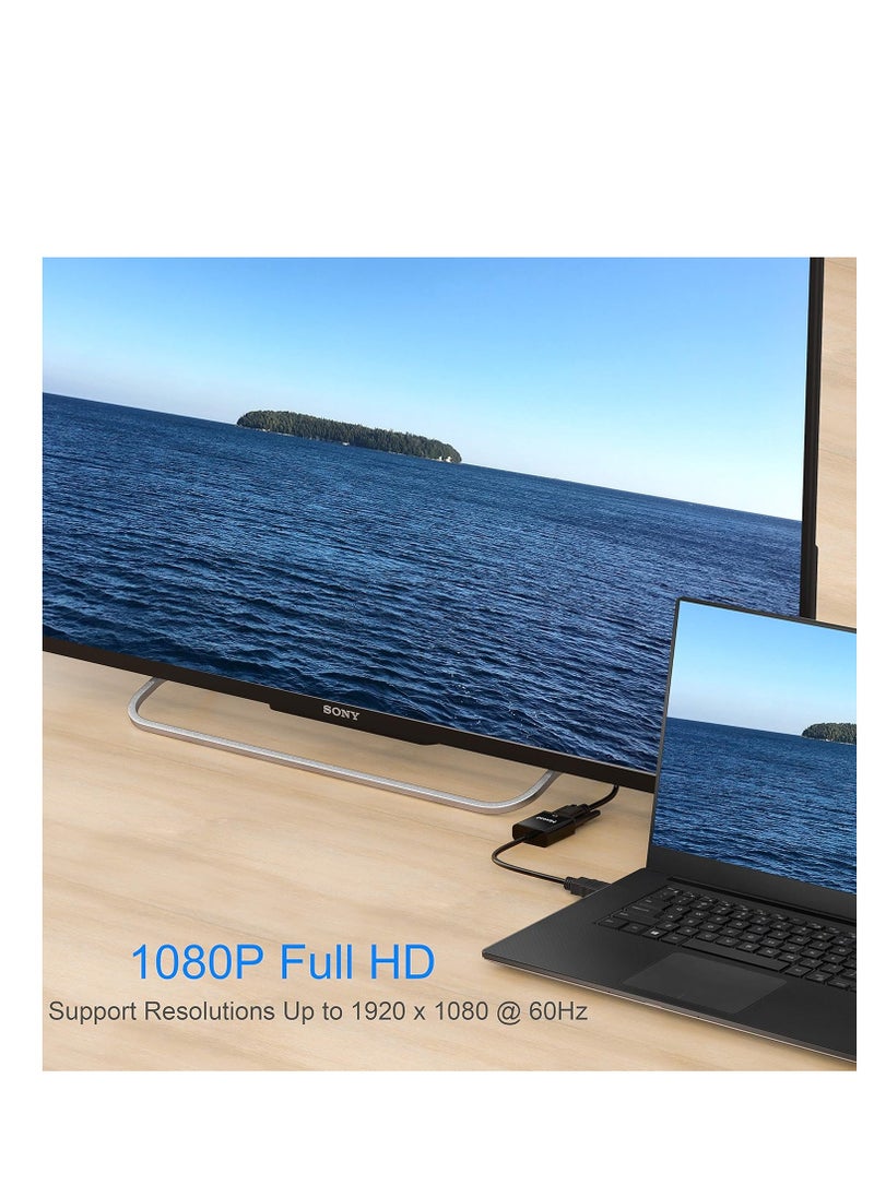 غاز - HDMI إلى VGA، محول HDMI إلى VGA مطلي بالذهب (ذكر إلى أنثى) للكمبيوتر وسطح المكتب والكمبيوتر المحمول والكمبيوتر الشخصي والشاشة وجهاز العرض والتلفزيون عالي الوضوح وجهاز Chromebook وRaspberry Pi وRoku وXbox والمزيد - أسود - Image 1