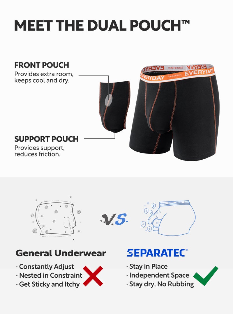 Separatec Cotton Dual Pouch Men's Underwear Comfortable Soft Breathable Everyday Boxer Briefs for men 7 Pack(M, Black) - Image 2