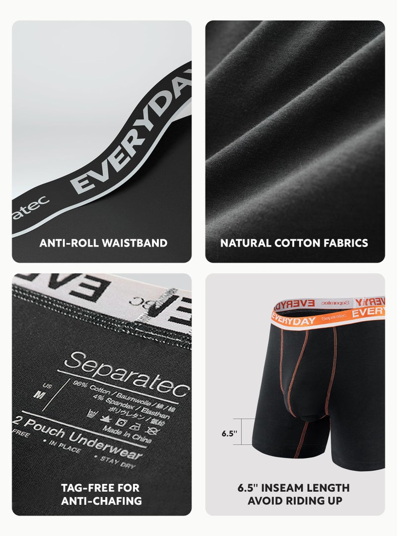 Separatec Cotton Dual Pouch Men's Underwear Comfortable Soft Breathable Everyday Boxer Briefs for men 7 Pack(M, Black) - Image 5