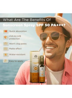 The Man Company The Man Company Sunscreen Spray SPF 50 PA+++ for Men -2 x 50ml | No White Cast, Quick Absorbing | UV A/B Protection with Matte Effect | Easy Application, Water Resistant for Oily Skin  - Image 3