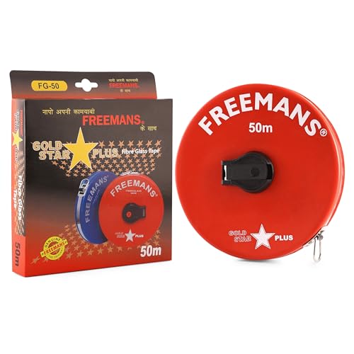 FREEMANS Goldstar Plus 50m:13mm Fibreglass Measuring Tape- 50m/165ft Multicolor || Case Reinforced With Stainless Steel Band || Durable Winding Mechanism Handle and Stainless Steel Mouth with End Hook - Image 2
