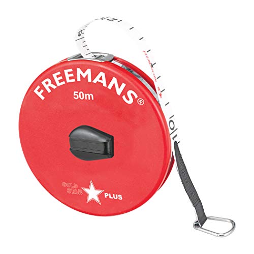 FREEMANS Goldstar Plus 50m:13mm Fibreglass Measuring Tape- 50m/165ft Multicolor || Case Reinforced With Stainless Steel Band || Durable Winding Mechanism Handle and Stainless Steel Mouth with End Hook - Image 1