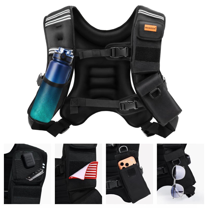 WANOON Weighted Vest Woman & Men,8lb/12lb/16lb/20lb/30lb/40lb Plus Size Weighted Vest With Phone Pockets & Reflective Strips for Walking, Running, Hiking,Rucking, Workout, Strength Training - Image 1