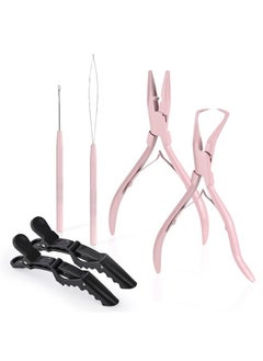 Ehdis Hair Extension Beading Tool Kit Stainless Steel Hair Extensions Micro Link Bead Closer And Remover Pliers Set, Beads Hair Pulling Hook & Micro Ring Loop Tool Set  - Image 1
