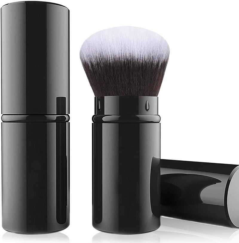 Retractable Kabuki Makeup Brushes Travel Face Blush Brush Portable Powder Foundation Sunscreen Brush with Cover for Blush Bronzer Buffing Highlighter Flawless Powder Cosmetics