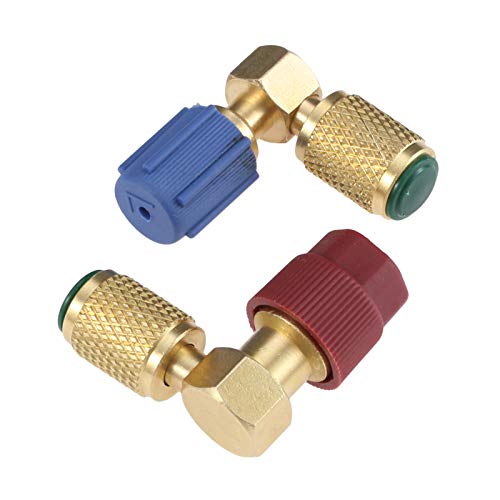 Aupoko R12 to R134 A High/Low AC Fitting Port Retrofit Conversion Adapter, Quick Coupler Valve A/C 90° Fitting, High and Low Side R-12 to R-134A Retrofit with 2PC Caps - Image 5