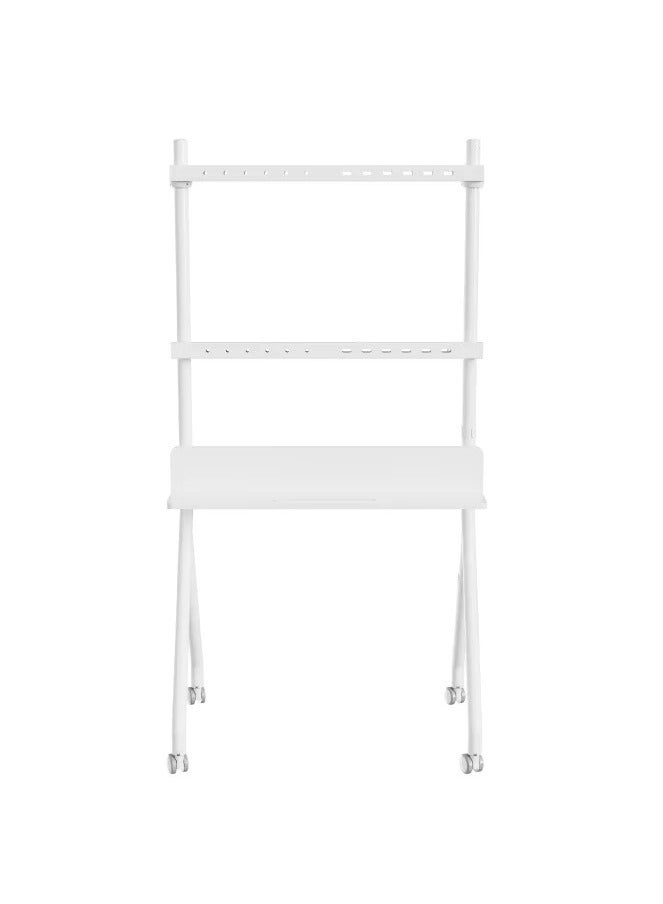 BEETEC Mobile TV Stand for 32–86 Inch Flat Screen TVs, Rolling Cart with Lockable Wheels, Height Adjustable, VESA 600x400mm, Max Load 45kg, Shelf Capacity 10 kg, Cable Management, White | TF-RG8W - Image 4