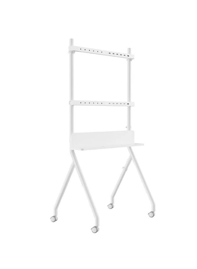 BEETEC Mobile TV Stand for 32–86 Inch Flat Screen TVs, Rolling Cart with Lockable Wheels, Height Adjustable, VESA 600x400mm, Max Load 45kg, Shelf Capacity 10 kg, Cable Management, White | TF-RG8W - Image 5