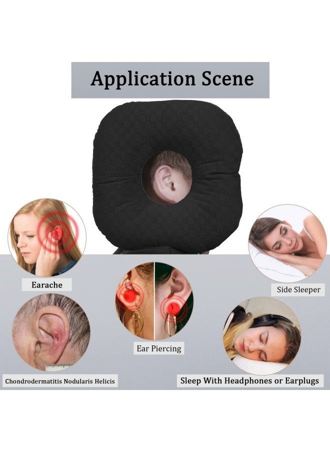 Ear Piercing Pillow for Side Sleepers, Donut Pillow with Hole for Ear Protection After Piercing or Surgery, Soft Breathable Hypoallergenic Pillow, Gray  - Image 2