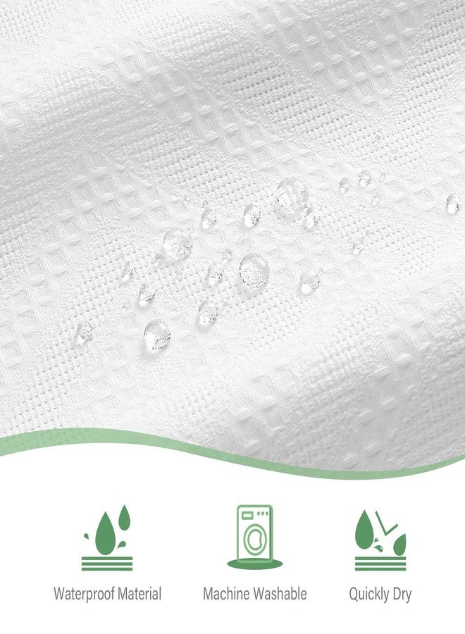 Craidlela 3D Embossed Pattern Shower Curtain, Jacquard Rhomboid Pattern Vintage Bathroom Curtain, Waterproof Fabric Shower Curtains with Hooks,72 x 72, White - Image 4