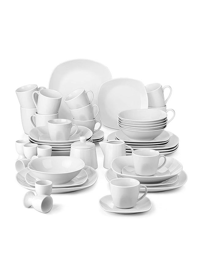 Generic - Square Dinnerware Sets  50Piece Porcelain Gray White Dishes With Plates And Bowls Set  Cups And Saucers  Coffee Mugs  Egg Cups  Sugar Pot And Milk Pot  Dish Set For 6  Series Elisa - Image 1