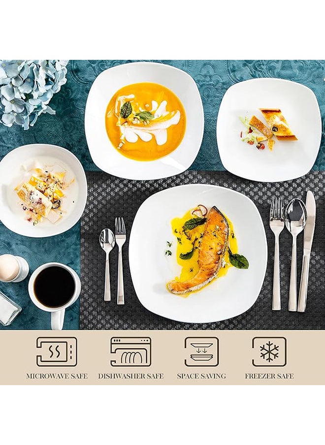 Generic - Square Dinnerware Sets  50Piece Porcelain Gray White Dishes With Plates And Bowls Set  Cups And Saucers  Coffee Mugs  Egg Cups  Sugar Pot And Milk Pot  Dish Set For 6  Series Elisa - Image 1