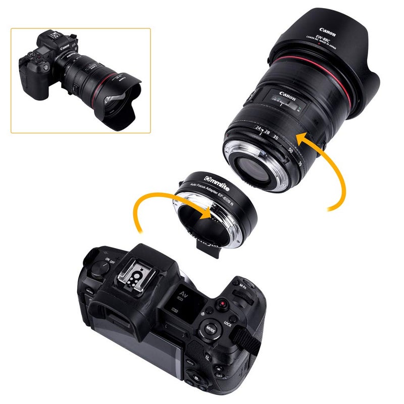 Commlite Commlite CM-EF-EOS R Lens Adapter, Electronic Auto-Focus EF to R Mount Adapter for Canon EF/EF-S Lens to EOS R, EOS RP, EOS R6, EOS R5 Series Mirrorless Cameras - Image 5