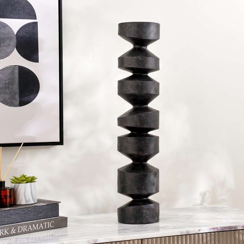 Pan Home Large Black Polyresin Decor Sculpture