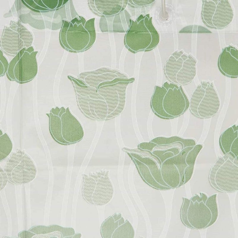 SHAVIN PVC Flower Printed Bathroom Shower Curtain Pack of 1 with Hooks - 9 FT, Green - Image 1