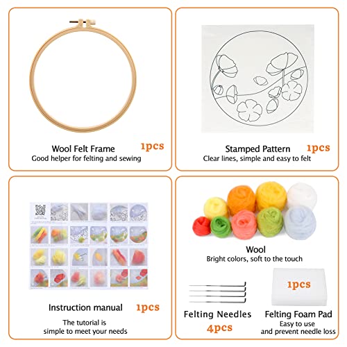 Mayboos Needle Felt Starter Set, Includes Wool Bag, Felting Needles, Foam Pad, Felt Cloth & Instructions, Pastoral Style Kit for Home Decoration - Image 2