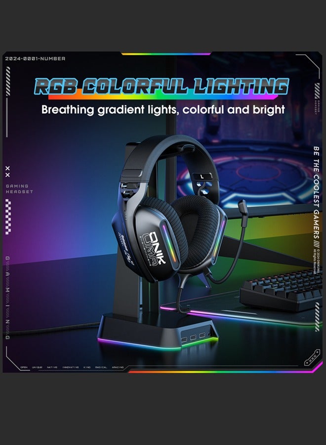 onikuma X12 Gaming Headset,Over-Ear Wired Gaming Headphones with 40mm Drivers & RGB | Adaptive Headband, Noise-Canceling Mic for PS4/PS5/XOne/XSeries/NSwitch/PC,Black  - Image 3