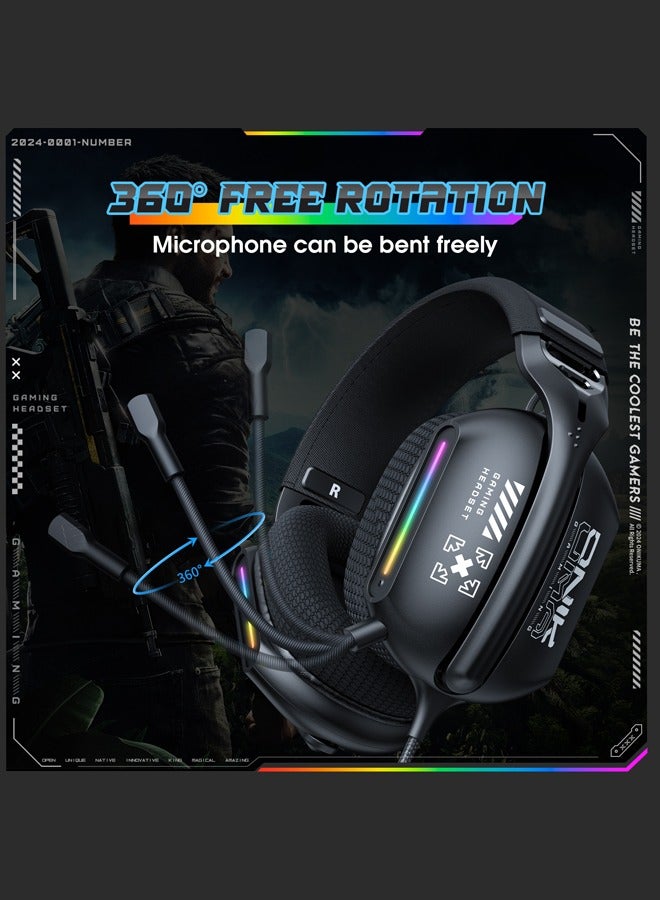 onikuma X12 Gaming Headset,Over-Ear Wired Gaming Headphones with 40mm Drivers & RGB | Adaptive Headband, Noise-Canceling Mic for PS4/PS5/XOne/XSeries/NSwitch/PC,Black  - Image 4