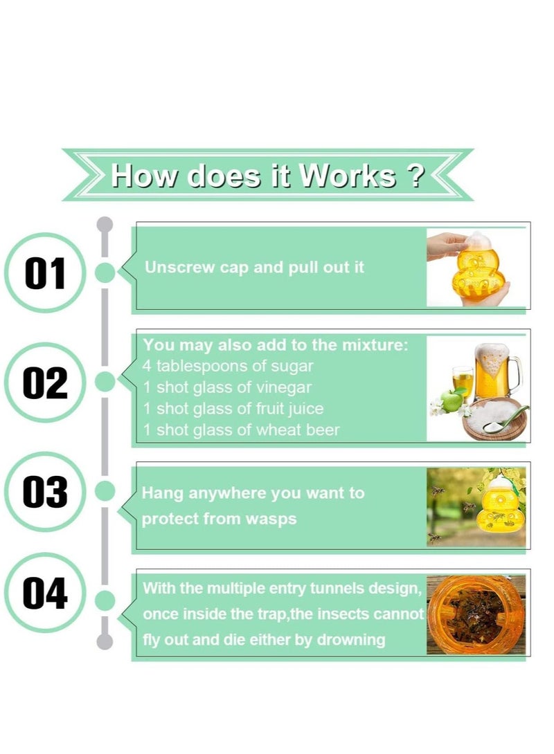 NIBEMINENT 2 Pack Bee Traps Catcher, Wasp Trap Outdoor Hanging, Killer Deterrent Insect Fly Non-Toxic Reusable Hornet (Orange) - Image 4