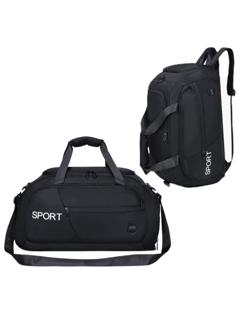 Sports Gym Bag Large Capacity Sport Duffel Bag with Shoe Compartment and Wet Pocket Multi Pocket Sport Bag Yoga Bag for Men Women(Black） - Image 1