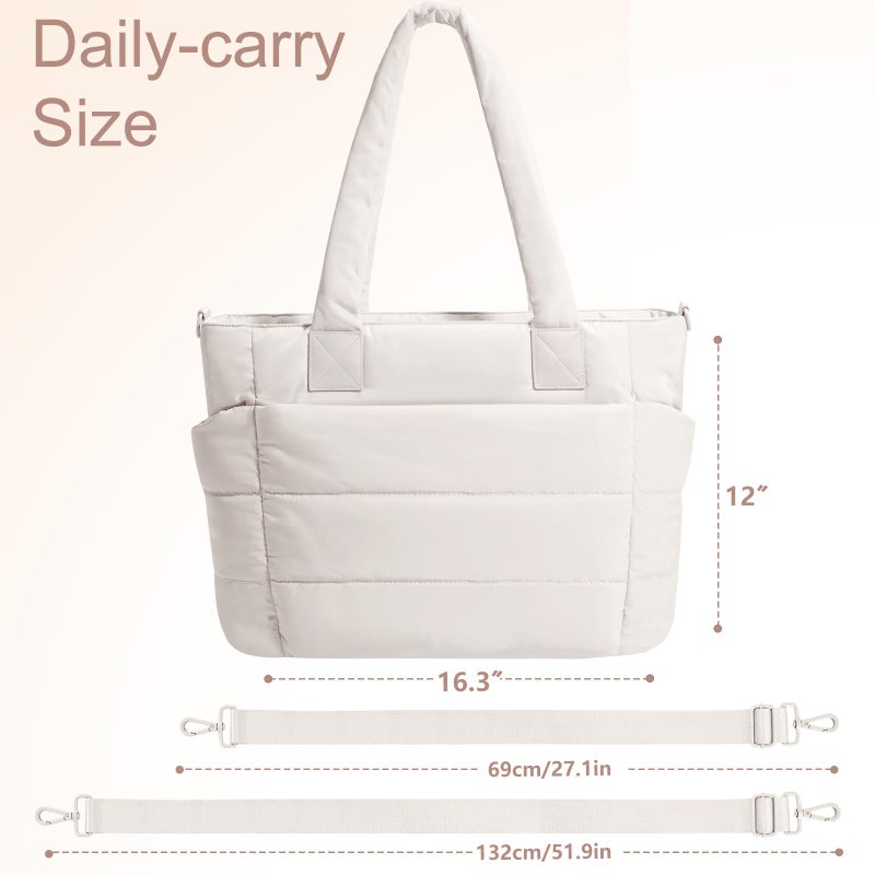 GASSDA Tote Bag for Women Lightweight Puffer Tote Bag Large Nurse Bags Handbag with Pockets Zipper Closure for Work Travel - Image 4