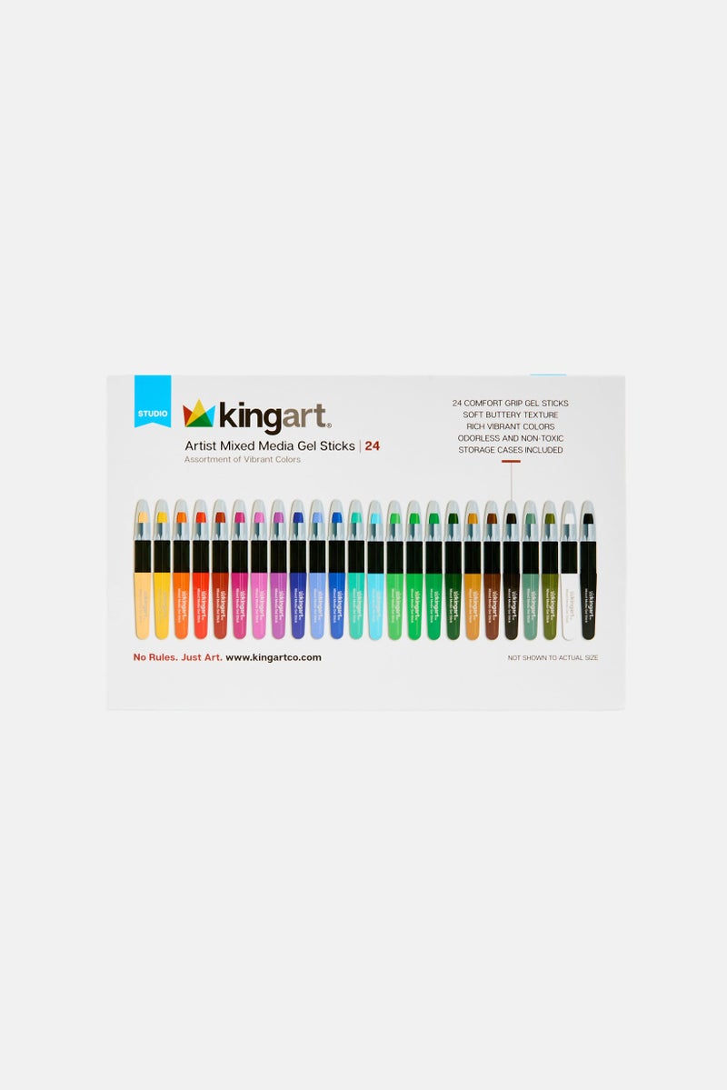 KINGART 24 Piece Mixed Media Gel Stick Set, Multicolor  - Image 1