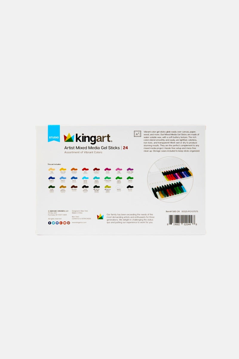 KINGART 24 Piece Mixed Media Gel Stick Set, Multicolor  - Image 2