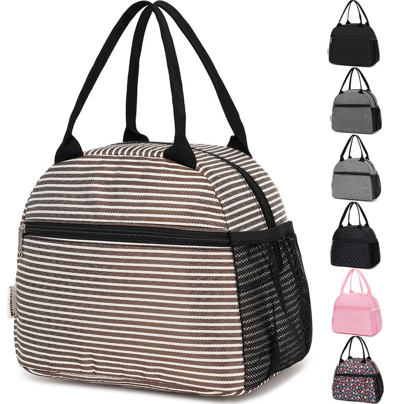 GYEUKHAM Lunch Bag Women, Lunch Box for Adult Men Kids Girls, Small Cute Lunchbox Tote Large Capacity Insulated Lunch Container Cooler for Work School Picnic Travel, Coffee Stripes - Image 1