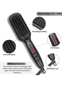 Joshberg Beard Straightener, Ionic Hair Straightener Brush With LCD,30s Fast Heating＆12 Adjustable Temperature,Upgraded Beard Brush for men, Portable Anti-Scald Beard Straightening Brush for 2 Inch+ Beard  - Image 2