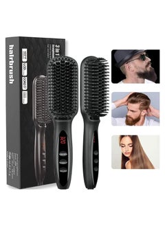 Joshberg Beard Straightener, Ionic Hair Straightener Brush With LCD,30s Fast Heating＆12 Adjustable Temperature,Upgraded Beard Brush for men, Portable Anti-Scald Beard Straightening Brush for 2 Inch+ Beard  - Image 1