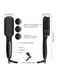 Joshberg Beard Straightener, Ionic Hair Straightener Brush With LCD,30s Fast Heating＆12 Adjustable Temperature,Upgraded Beard Brush for men, Portable Anti-Scald Beard Straightening Brush for 2 Inch+ Beard  - Image 3