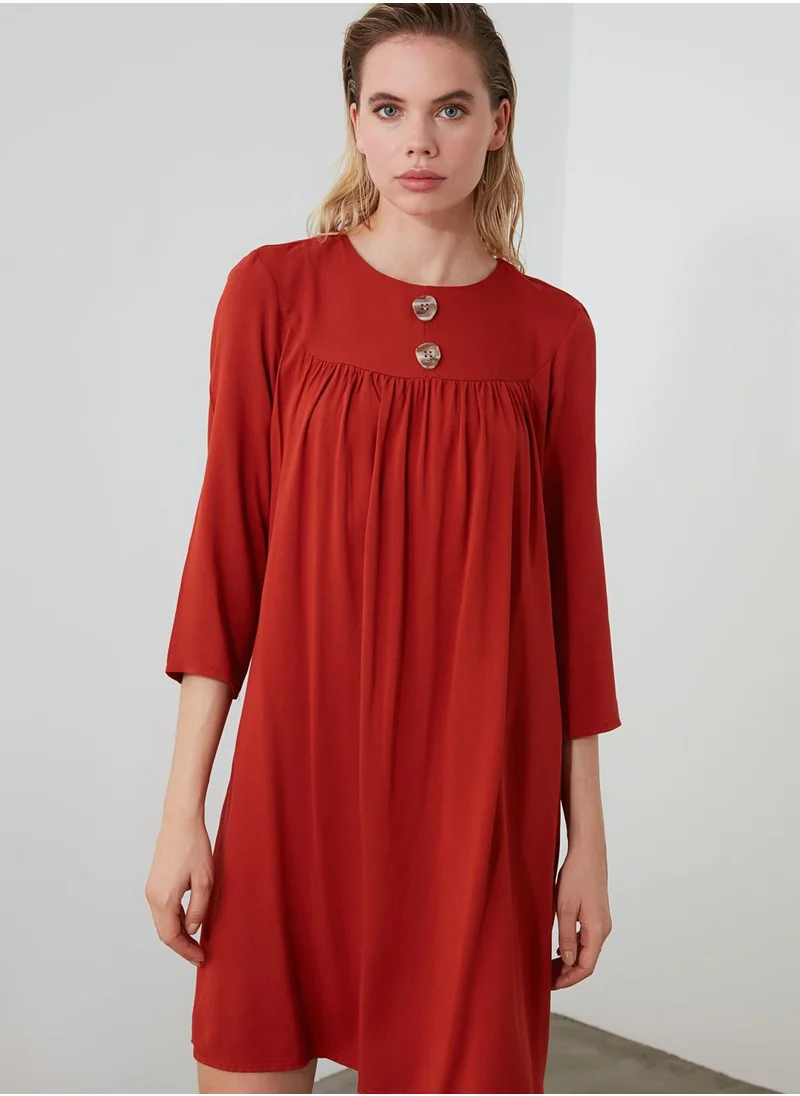 trendyol Button Detail Pleated Dress