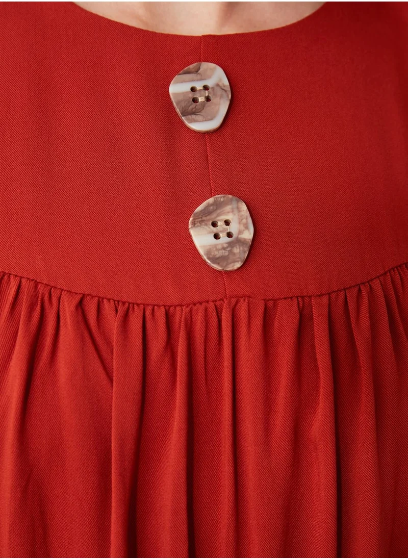trendyol Button Detail Pleated Dress