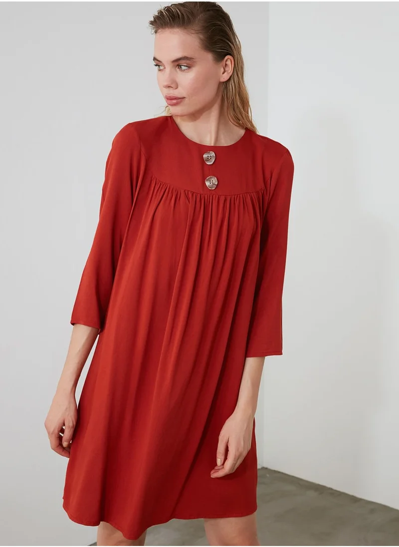 trendyol Button Detail Pleated Dress