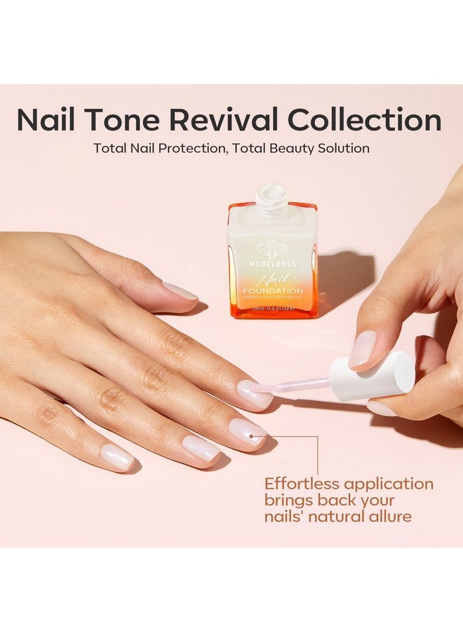 modelones Nail Strengthener, Milky White Nail Natural Concealer Foundation Polish Air Dry Nail Growth Polish for Damaged Nails Imperfection Masking Gifts for Women 15ml - Image 5