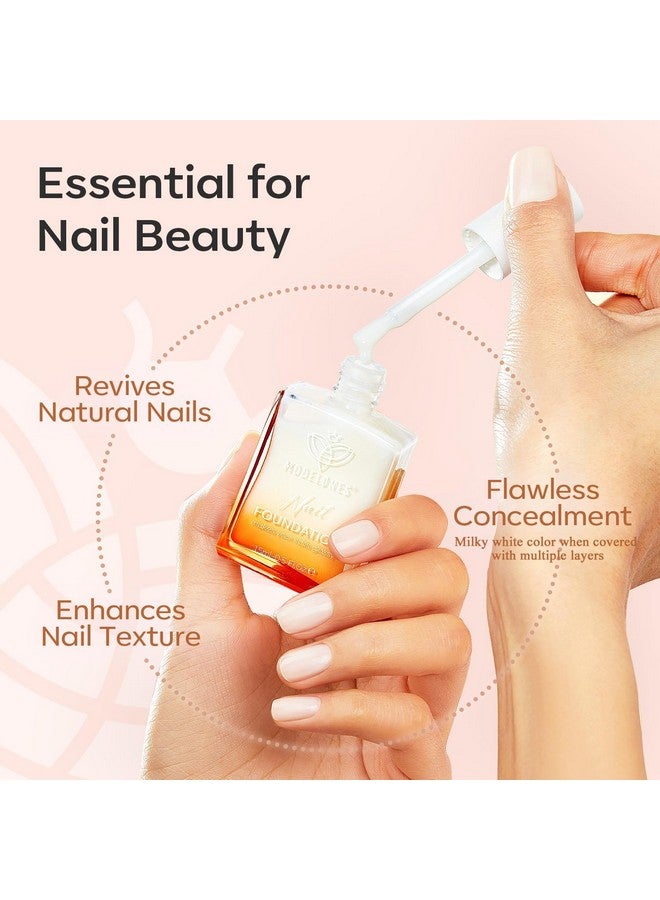 modelones Nail Strengthener, Milky White Nail Natural Concealer Foundation Polish Air Dry Nail Growth Polish for Damaged Nails Imperfection Masking Gifts for Women 15ml - Image 4