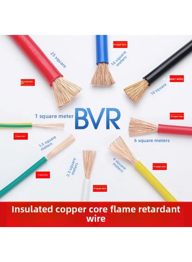 Multi-Strand Home Decoration Wire BVR-1.5/2.5/4/6 Wuyang Wire Copper Wire National Standard Single Strand Flame Retardant Cable-Color:Huang Guobiao BVR 4.0 Square  - Image 3