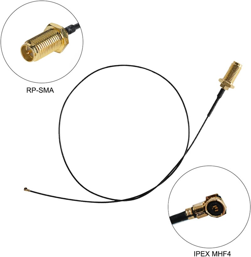 HIGHFINE 2 x 6dBi 2.4GHz 5GHz Dual Band WiFi RP-SMA Male Antenna+2 x 35CM RP-SMA IPEX MHF4 Pigtail Cable for M.2 NGFF WiFi WLAN Card - Image 4
