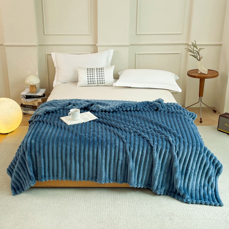 Dark Blue 180 x 200 CM Ultra-Soft Faux Rabbit Fur Plush Sofa Cushion & Bedding Blanket - Luxury Double-Sided Thickened Winter Fleece - Image 1