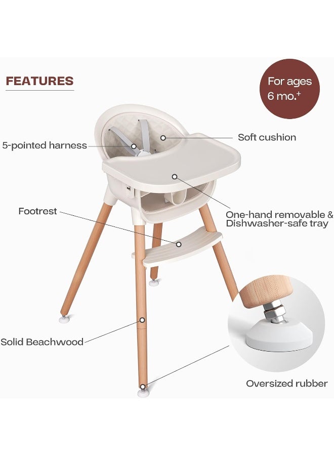 Fodoss 3-in-1 Wooden High Chair for Babies and Toddlers - Image 3