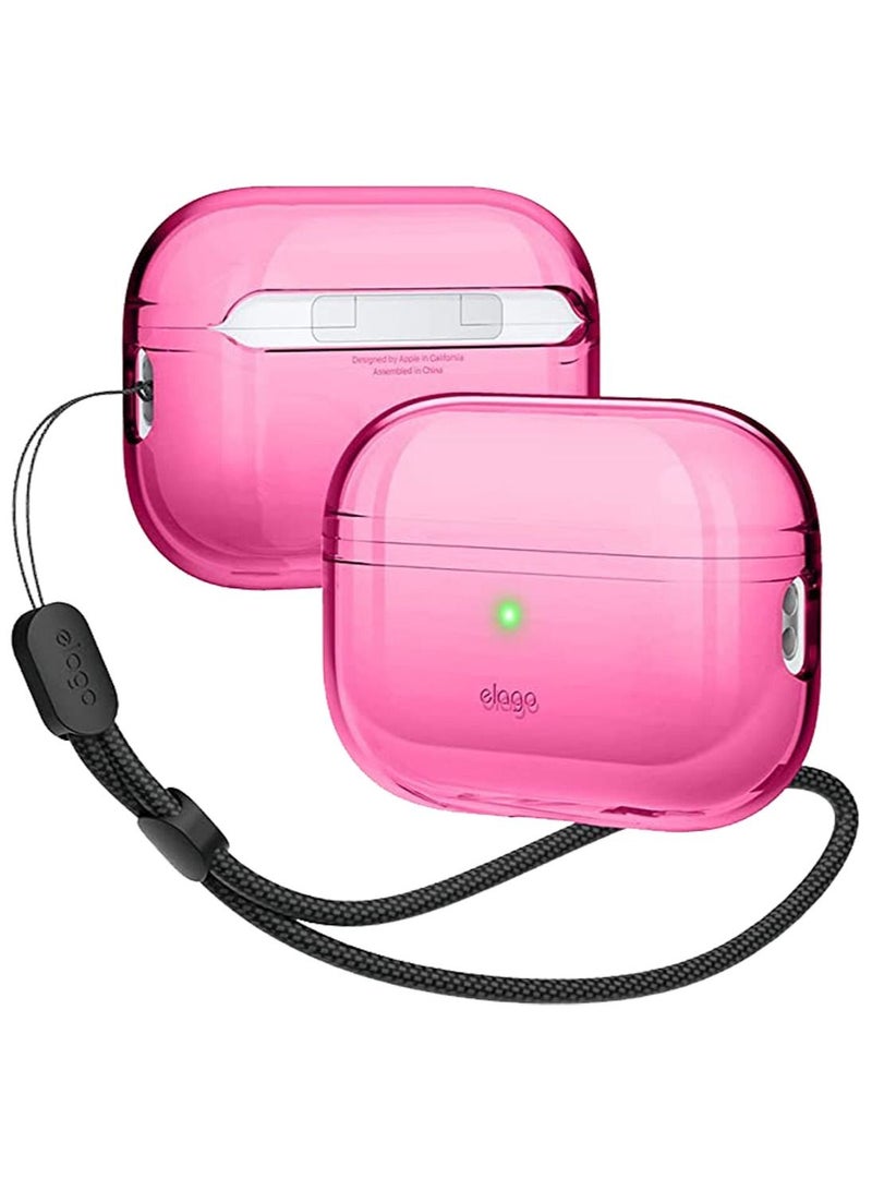 Elago Clear for AirPods Pro 2 Case Cover with Strap - Neon Hot Pink - Image 1