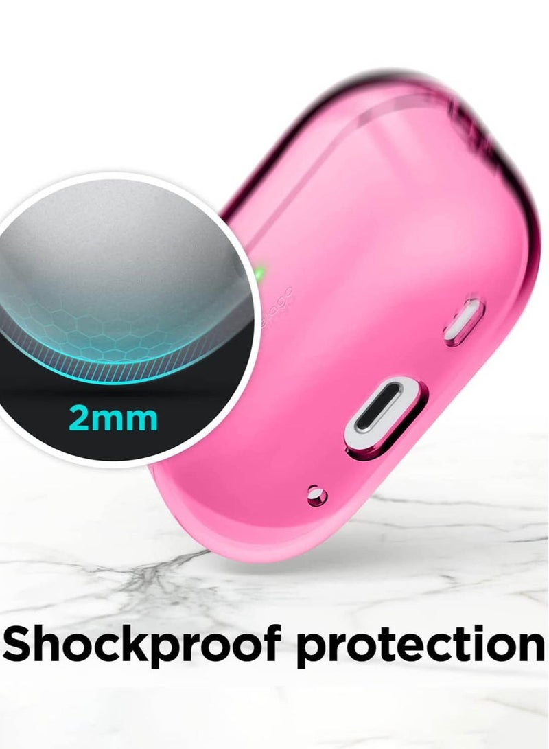 Elago Clear for AirPods Pro 2 Case Cover with Strap - Neon Hot Pink - Image 4