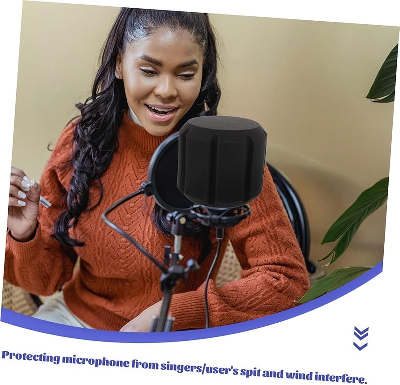 Black Foam Microphone Cover Windscreen Noise Reduction Dust Protection Easy Install - Image 5