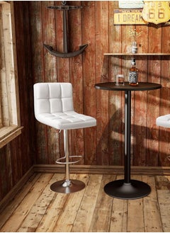 LANNY Jeffcoco Furniture PU Leather Bar Stool High Chair Adjustable Bar Chair with Metal Base for Kitchen,Bar Counter (White 1 piece)  - Image 4
